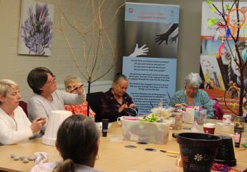 Woman's group arts and crafts
