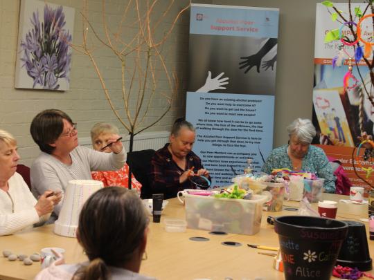 Woman's group arts and crafts